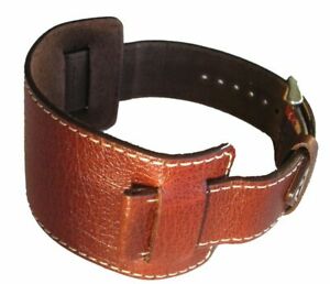 【送料無料】腕時計 ワイドカフブラウンレザーストラップラグエンドwide cuff 44mm brown genuine leather strap has 22mm lug end for watch