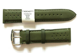 【送料無料】腕時計　ブレスレットストラップモントルロシェクワールヴァシェットカキラージc142 bracelet strap montre rochet cuir vachette kaki 22 mm largeur neuf 42?