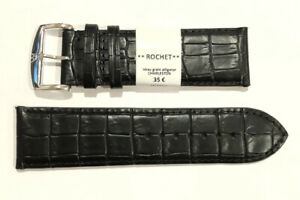 【送料無料】腕時計　ブレスレットストラップモントルロシェクワールヴォーノワールラージc52 bracelet strap montre rochet cuir veau noir 26 mm largeur neuf 35?