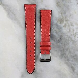 【送料無料】腕時計　ゴートスキンレザーウォッチストラップレッドgenuine goatskin leather watch strap red 18mm19mm20mm