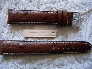 【送料無料】腕時計　17 mm facon autruche marron gold cuir de veau couture blanche fait main