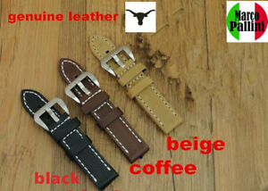 【送料無料】腕時計　ハンドメイドイタリアブラックダークブラウンベージュレザーストラップワイドバックル