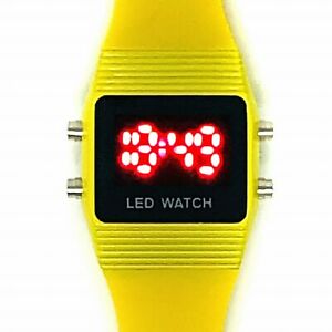【送料無料】腕時計 レディーススクエアウォッチイエロージェリーストラップladies square led watch yellow jelly strap