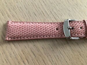 【送料無料】腕時計　リザードレザーウォッチストラップピンクシルバーメタルバックルメイドインアメリカ