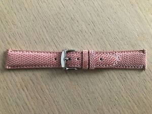 【送料無料】腕時計　リザードレザーウォッチストラップピンクシルバーメタルバックルメイドインアメリカ