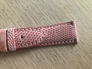 【送料無料】腕時計　リザードレザーウォッチストラップピンクシルバーメタルバックルメイドインアメリカ