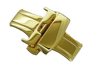 【送料無料】腕時計 ゴールドステンレスバタフライクラスプgold stainless steel butterfly deployment clasp 12mm