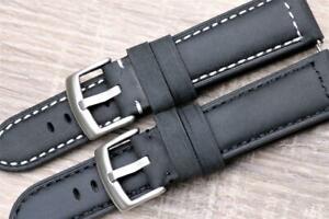 【送料無料】腕時計　ハンドメイドパッドウォッチストラップスエードレザーステッチhandmade padded watch strap suede leather durable stitch 22mm 24mm