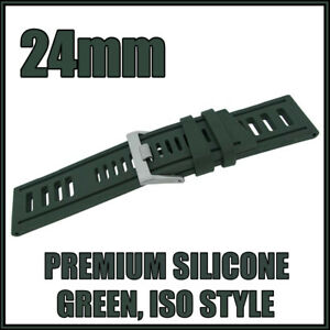 【送料無料】腕時計 ?グリーンダイバーシリコンラバーストラップ??? ? 24mm green, diver, silicone rubber, high quality watch strap ? ?