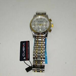 【送料無料】腕時計　メンズクエナステンレススチールクォーツカレンダーウォッチmens cuena stainless steel quartz calendar watch