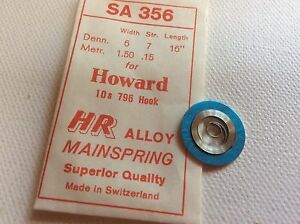 【送料無料】腕時計　ハワードフックメインスプリングスイスhr nos howard 10s 796 hook alloy mainspr..