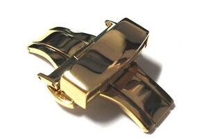 【送料無料】腕時計　イエローゴールドダブルフォールディングプッシュボタンリリースバタフライクラスプyellow gold double folding, push button release butterfly deployment clasp