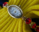 【送料無料】腕時計 ジュネーブレッドラインストーンブレスレットリンクゴールドトーンウォッチgeneva red rhinestones bracelet link gold tone watch