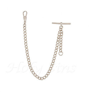 【送料無料】腕時計　ブランドシルバーカラーシングルアルバートポケットフォブチェーンスイベルクラスプ