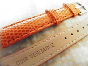 【送料無料】腕時計　ブレスレットモントルエンクワールヴテーブルファコンアルドオレンジクース12 mm bracelet pour montre en cuir veritable facon lezard orange cousu