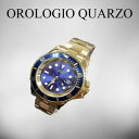 yzrv@IM_|\EI]AiORfUCIRMGAheorologio zcc da polso uomo quarzo analogico design oro con ghiera quadrante blu