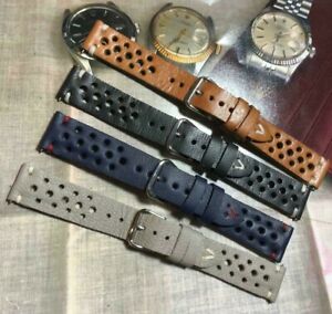 【送料無料】腕時計　ヴィンテージイタリアンレザーラリーレーシングウォッチストラップ18 19 20 21 22 24mm vintage italian genuine leather rally racing watch strap hm