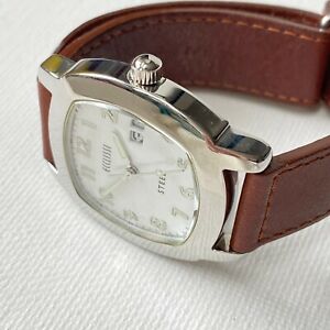 【送料無料】腕時計　エクリッシスチールレディースデートウォッチシルバーブラウンレザースポーティecclissi steel womens 50m date watch silver brown leather 75425 sporty classy