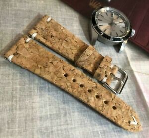 【送料無料】腕時計　ヴィンテージイタリアレアルコルクラリーレーシングウォッチストラップタン18 19 20 21 22 24mm vintage italian real cork rally racing watch strap hm tan