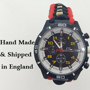 【送料無料】腕時計　ロイヤルレスターシャーパラコードウォッチparacord watch with the royal leicestershire regiment rlr colours a great gift