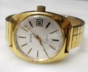 ベンラス 【送料無料】腕時計　ヴィンテージベンラスゴールドトーンウィンドウvintage benrus gold tone wristwatch with date window ~ 17 jewels ~ 12i537
