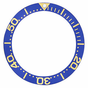 【送料無料】腕時計 ベゼルフォントreplacement bezel insert blue large gold font for watch 3790mm x 30mm