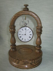 【送料無料】腕時計　ダークオークライトオークマホガニーポケットウォッチスタンドハンガーホルダー