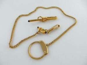 【送料無料】腕時計 ヴィンテージアンソンウォッチチェーンタイクリップクラスプゴールドトーンノットvintage anson watch chain tie clip clasp gold tone knot with red stone