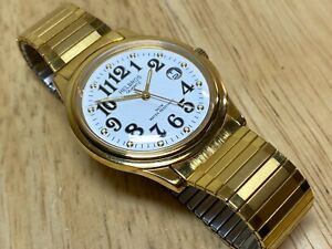【送料無料】腕時計　ヴィンテージヘルブロスメンズゴールドトーンアナログクォーツウォッチバットvintage helbros mens easy read gold tone analog quartz watch hours~date~ batt