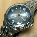 yzrv@xXYx[Vo[AiONH[cEHb`obe[benrus mens 50m moving bezel silver analog quartz watch hours~date~ battery