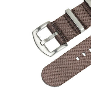 【送料無料】腕時計　シートベルトナイロンウォッチストラップダークブラウンブラシスチールハードウェアseatbelt nato nylon watch strap in dark brown with brushed steel hardware