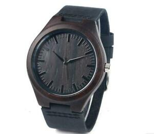 【送料無料】腕時計 ナチュラルウッドダーククォーツスポーツウォッチgenuine leather natural wood bamboo dark wooden quartz sport men s women watch