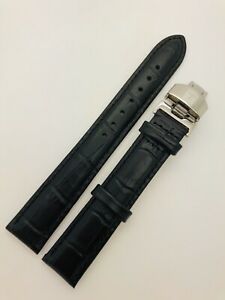 【送料無料】腕時計　ティソブラックレザーウォッチストラップシルバーバックル