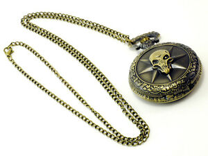 【送料無料】腕時計　センチチェーンジャンプクォーツポケットウォッチスカル