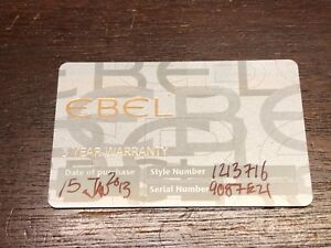 【送料無料】腕時計　エベルカードモデルebel warranty card 15012013 model 1213716