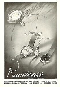 腕時計　パブリシタオロロギオレコードウォッチジェネヴェトラメルンモデリアンモデリウオモドナpubblicita 1948 orologio record watch geneve tramelan modelli uomo donna