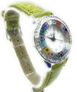 【送料無料】腕時計　オロロギドナアッチャイオペッレウォッチインヴェトロディムラーノムリーナミレフィオーリコンストルorologio donna acciaio pelle watch in vetro di murano murrina millefiori co