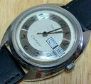 腕時計　ヴィンテージタイムスメンシルバーレザーエレクトリックアナログバットvintage timex electronic men silver leather electric analog watch hours~ batt