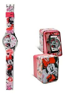 【送料無料】腕時計　ライセンスレザーストラップミニーマウスアナログクォーツリストウォッチキッズボックスlicensed leather strap minnie mouse analogue quartz wrist watch kids gift box