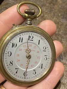 【送料無料】腕時計　アンシエンヌモントルグーセットメカニックプサーライトンアールデコクロノメトレancienne montre gousset mecanique plaquer or laiton art deco chronometre