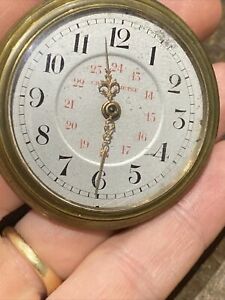 【送料無料】腕時計　アンシエンヌモントルグーセットメカニックプサーライトンアールデコクロノメトレancienne montre gousset mecanique plaquer or laiton art deco chronometre