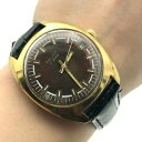 腕時計　ソゴールドメッキブラウンヴィンテージアナログsoviet poljot gold plated brown date vintage serviced wristwatch ussr 18k analog