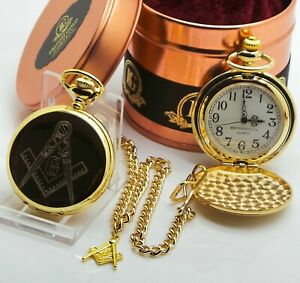 【送料無料】腕時計　パーソナライズドフリーメーソンポケットウォッチゴールドペンダントケースフリーメーソン