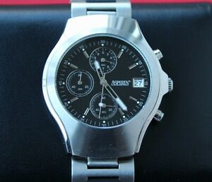 【送料無料】腕時計 アスピリンクォーツクロノグラフステンレスメンズaspirin quartz chronograph edelstahl herrenuhr 35 mm guter zustand