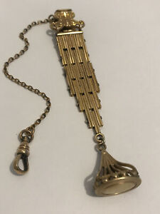 【送料無料】腕時計　アンティークゴールドワックスシールウォッチフォブantique aag co gold filled wax seal watch fob