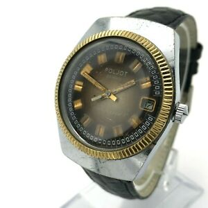 hokushinの【送料無料】腕時計　レトロブラウンバイカラードソビエトウォッチソバレルメンズレアretro automatic poljot brown bicolored soviet watch ussr barrel date mens rare｜アングル2