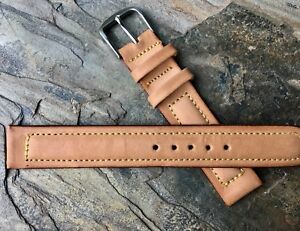 【送料無料】腕時計　ヴィンテージタンカウハイドボックスステッチタイプストラップvintage tan genuine cowhide 16mm box stitched old type watch strap 1940s50s nos