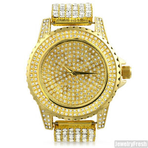 【送料無料】腕時計 ゴールドフィニッシュクリスタルアイスアウトスポーツウォッチgold finish crystal iced out sport watch for men or women