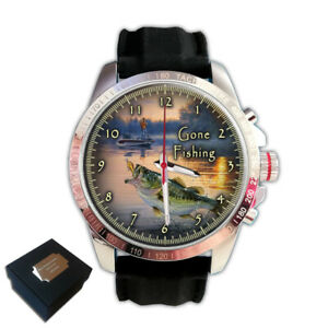 【送料無料】腕時計 ゴーンフィッシングフィッシャーマンメンズスポーツクリスマスgone fishing fisherman mens sport wrist watch birthday christmas gift engraving