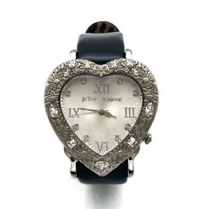 【送料無料】腕時計　レアベッツィージョンソンハートステンレススチールクリスタルブラックストラップウォッチ